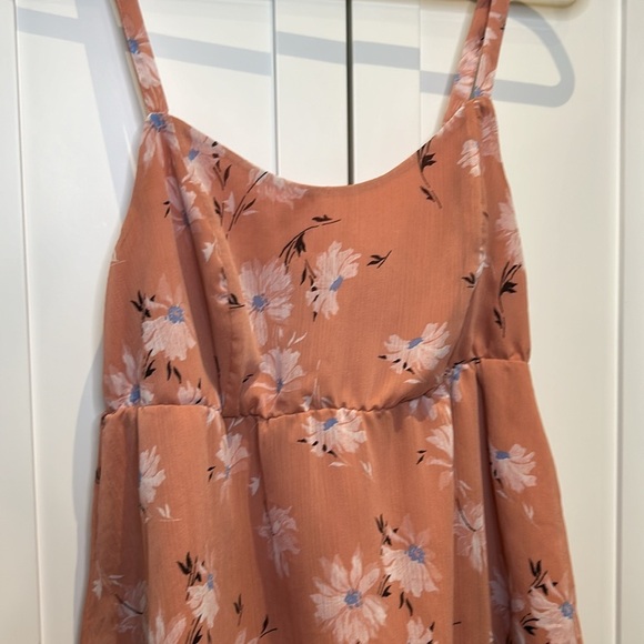 Torrid Pink Falling Daisy Floral Chiffon Baby Doll Cami Smocked Size 00 - Picture 6 of 16